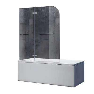 Шторки стеклянные на ванну Koer SR BS05-90x140-TR-01 прозрачное стекло Easy Clean 6мм, хром (KR5372