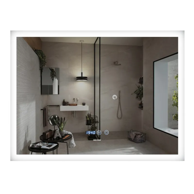 Зеркало Mixxus FLAT MR04-100x80 с LED Touch, Anti-fog, димером, регулировкой яркости, часами (MI692