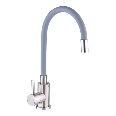 Смеситель для кухни с силиконовым изливом Champion SUS-011 Refl.Gray (нерж. сталь) (CH0333)