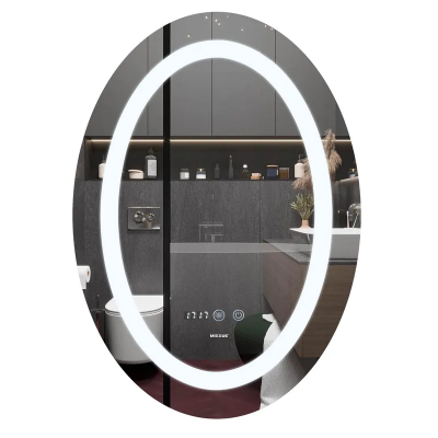 Зеркало Mixxus PLAIN MV02-60x80 с LED Touch, Anti-fog, димером, регулировкой яркости, часами (MI693