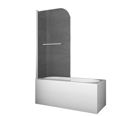 Шторки стеклянные на ванну Koer SR BS02-80x140-TR-01 прозрачное стекло 6мм, хром (KR5401)