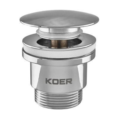 Донний клапан для умивальника Koer PW-01-01 1 1/4'' (кнопка) (Колір хром) (KR3400)