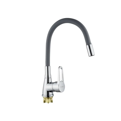 Смеситель для кухни с силиконовым изливом Champion Sop 014-045 (Nut) Refl.Grey (MI6361)