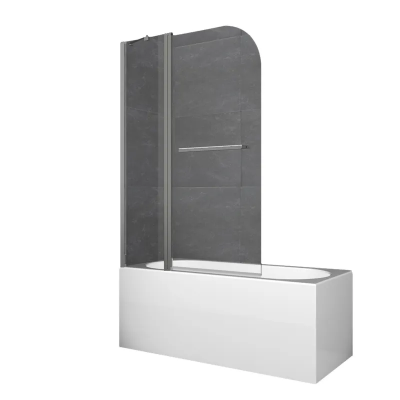 Шторки стеклянные на ванну Koer SR BS04-95x140-TR-07 прозрачное стекло 6мм, графит (KR5404)