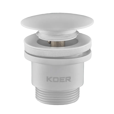 Донний клапан для умивальника Koer PW-01-03 1 1/4'' (кнопка) (Білий) (KR3402)