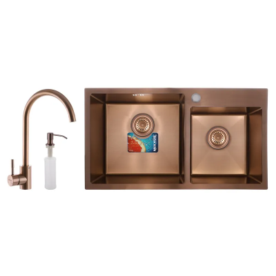 Набор Mixxus SET-7843D-220x1.0-PVD (мойка+смеситель+диспенсер) (MX0586)