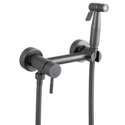Смеситель настенный с гигиеническим душем Mixxus SUS-222 GRAPHITE из нержавеющей стали SUS304 (MX98