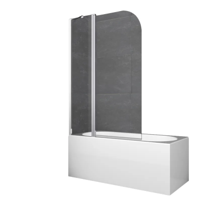 Шторки стеклянные на ванну Koer SR BS03-95x140-TR-01 прозрачное стекло 6мм, хром (KR5402)