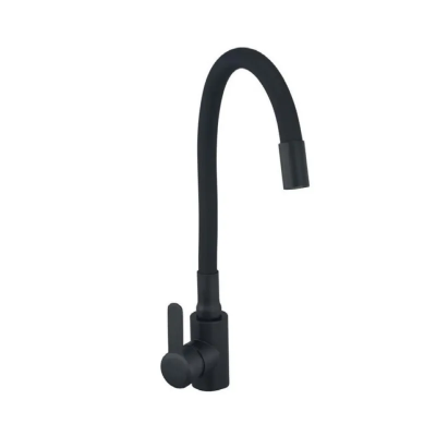 Смеситель для кухни с силиконовым изливом Champion EZA-011 Black REFL.Black из нерж. стали (CH6457)