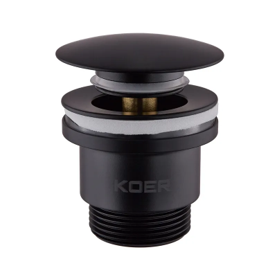 Донний клапан для умивальника Koer PW-01-05 1 1/4'' (кнопка) (Чорний) (KR3403)