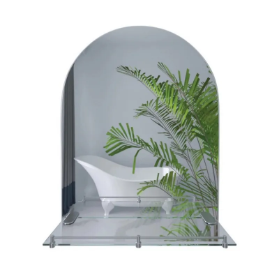Зеркало настенное Zerix LAGUNA MRZ03-700x800x110 прямоугольное с дугообразным верхом и полкой (ZX56
